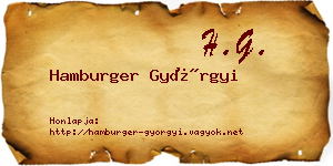 Hamburger Györgyi névjegykártya